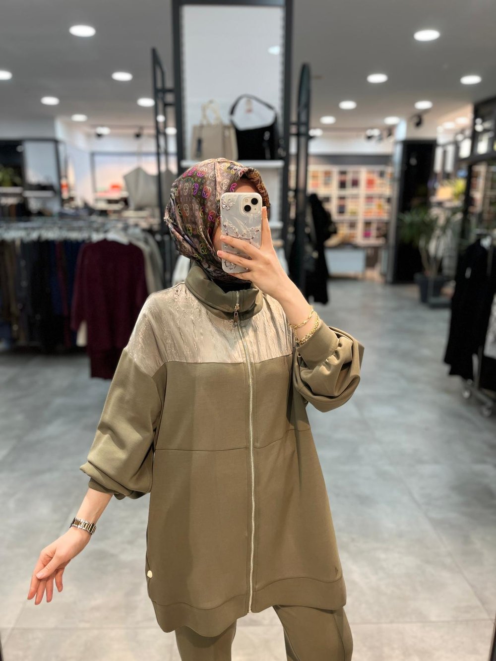 Nuss Triko Önü Fermuarlı Oysho Takım - Haki