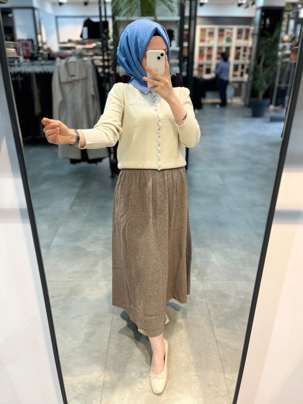 On Triko Kalın Korsajlı Kemerli Etek - Gri