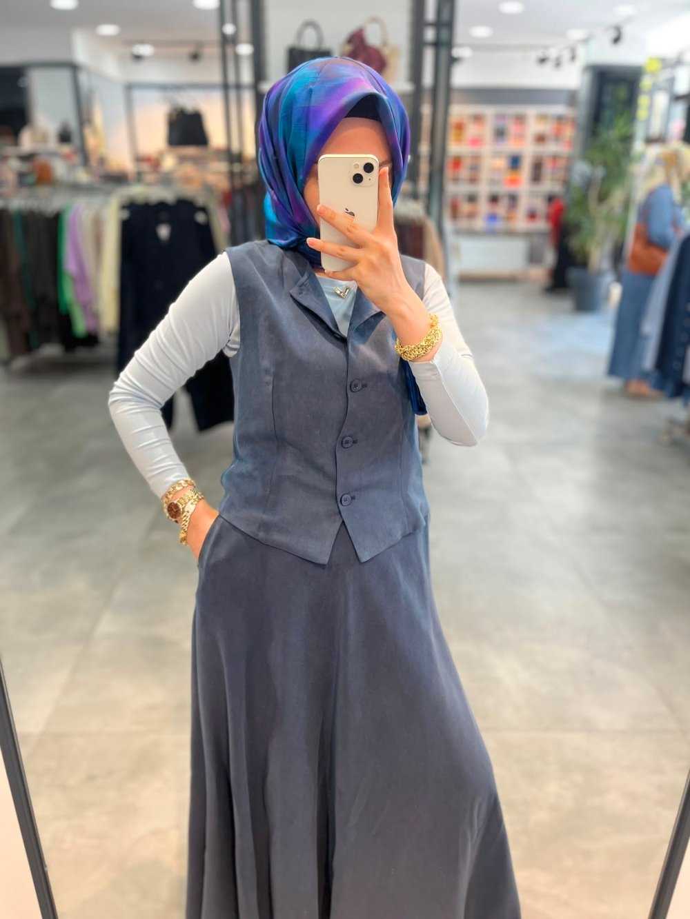 Tuğba %100 Lyocell Düğmeli Yelek Etek Takım - Lacivert