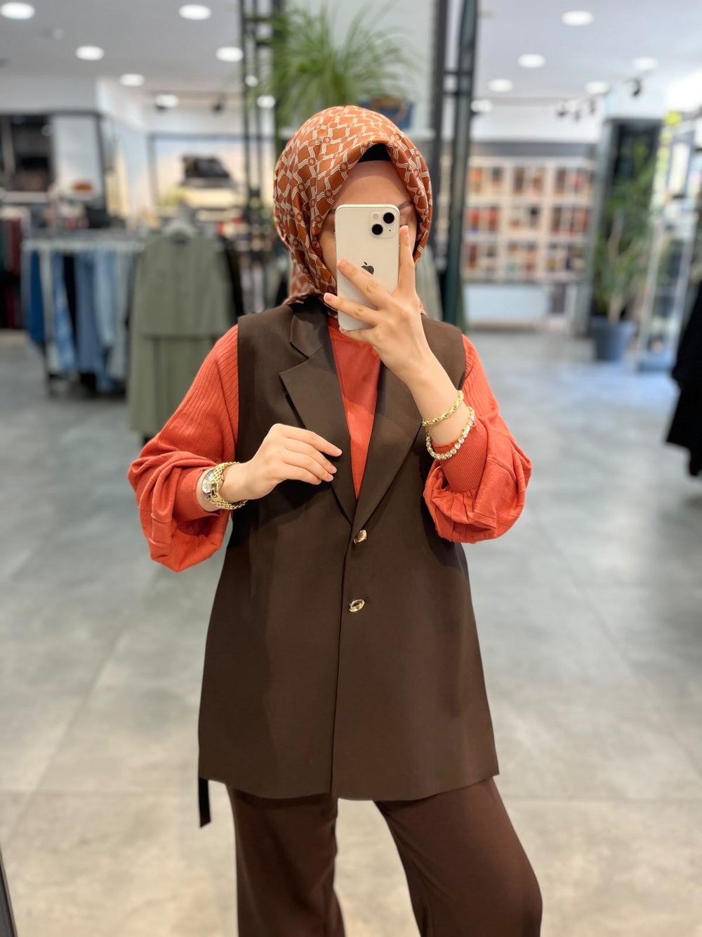 Tuğba Kruvaze Yaka Yelek - Kahve