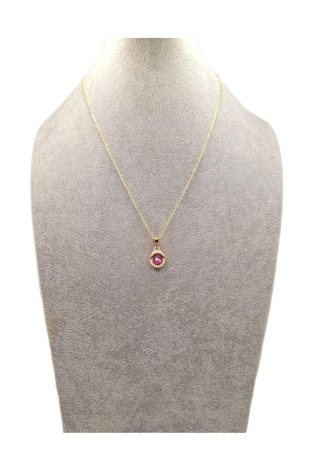 Altın Renk Koyu Pembe İncili Deniz Kabuğu Kolye