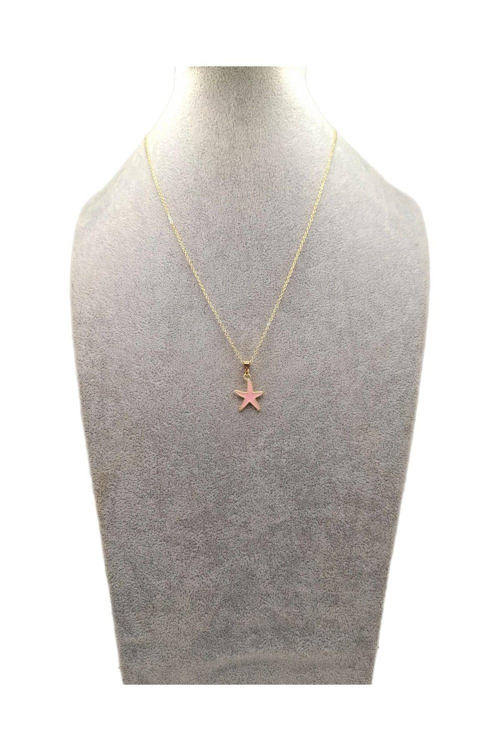Altın Renk Pembe Deniz Yıldızı Kolye
