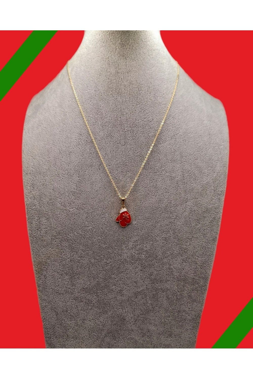 Altın Renk Yılbaşı Temalı Eldiven Model Kolye