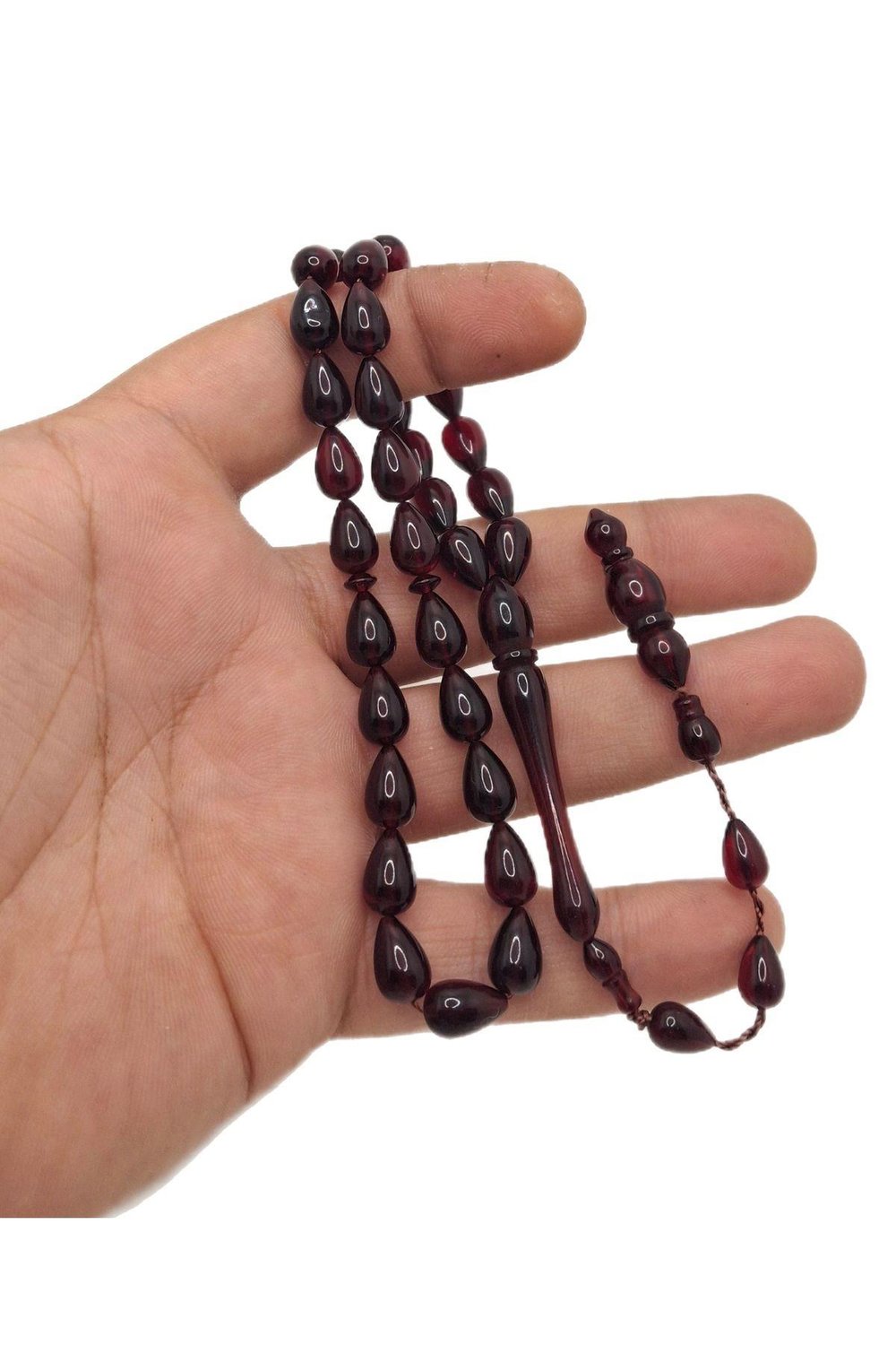 Bordo Gözyaşı Model Toz Kehribar Tesbih