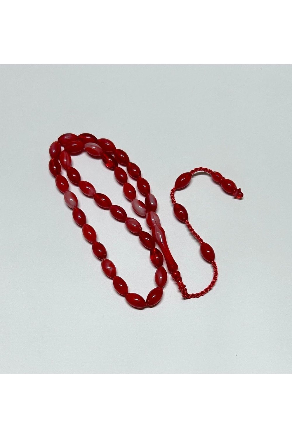 Kırmızı Toz Kehribar Tesbih