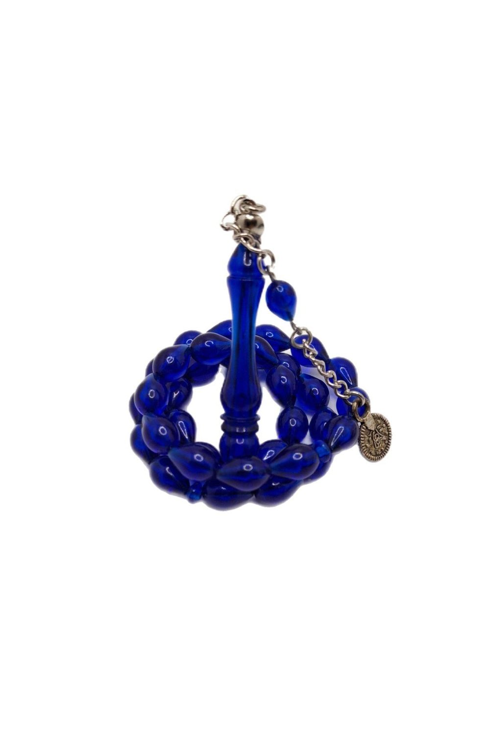 Lacivert Renk Toz Kehribar Tesbih