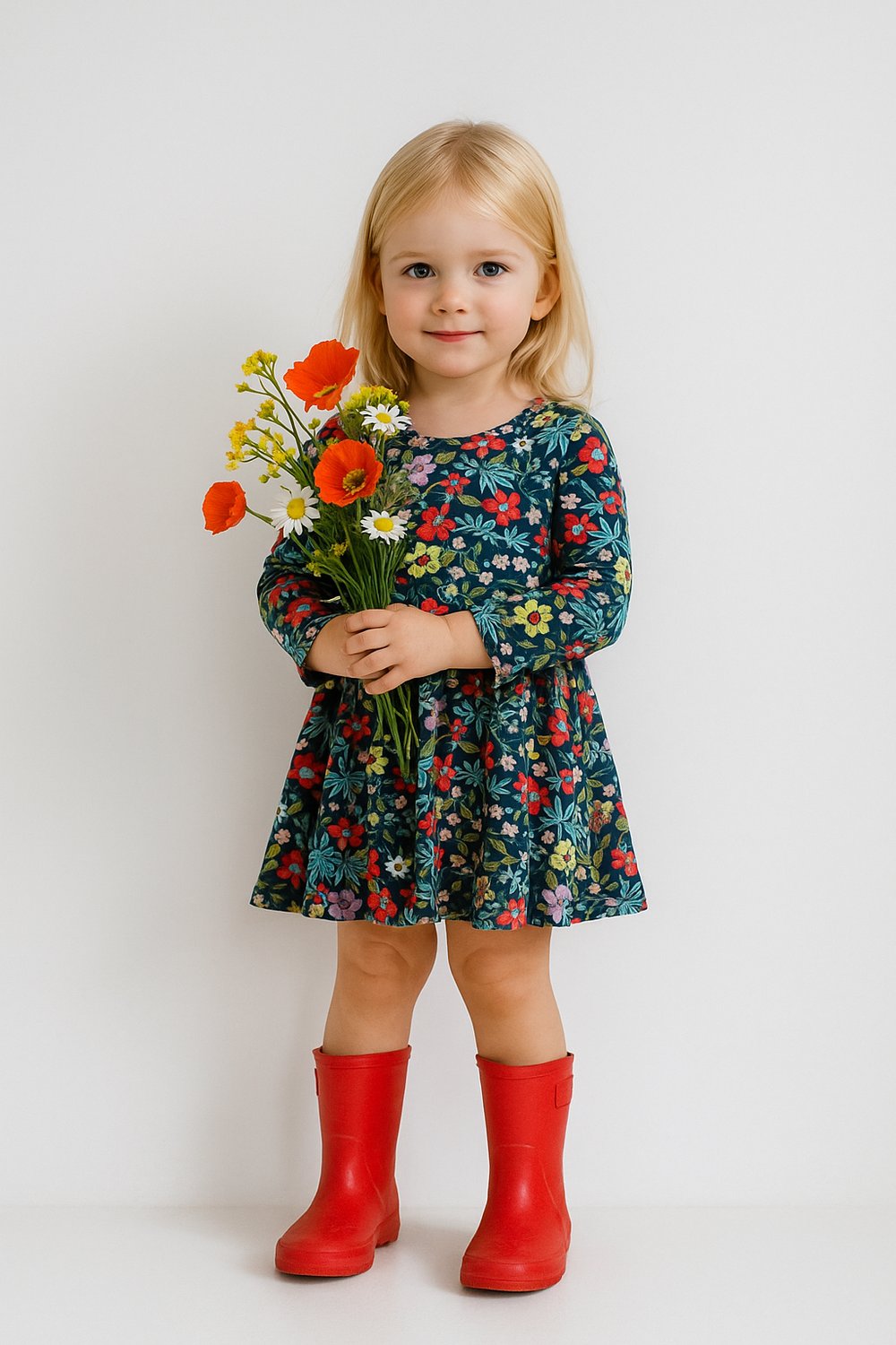 HAPPY FLOWERS KIZ ÇOCUK ELBİSE