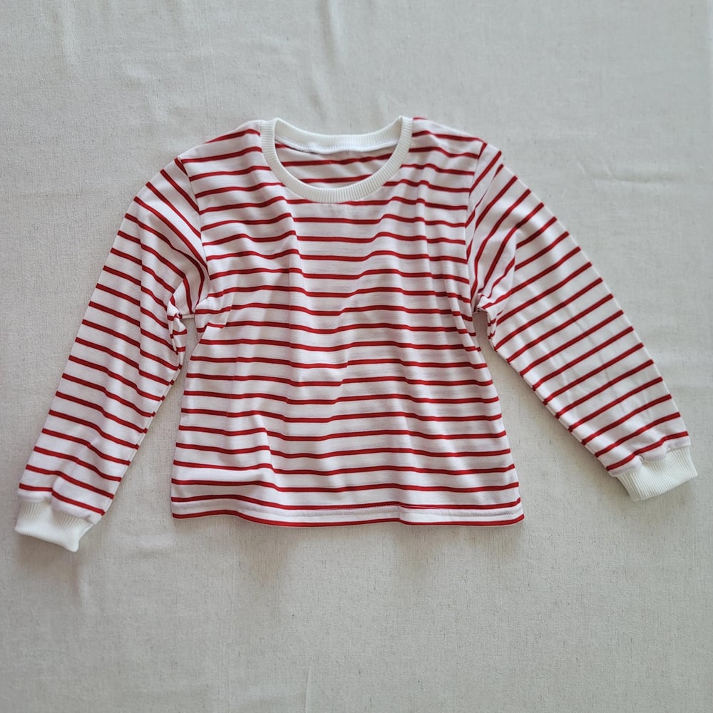 KIRMIZI BEYAZ ÇİZGİLİ SWEATSHIRT