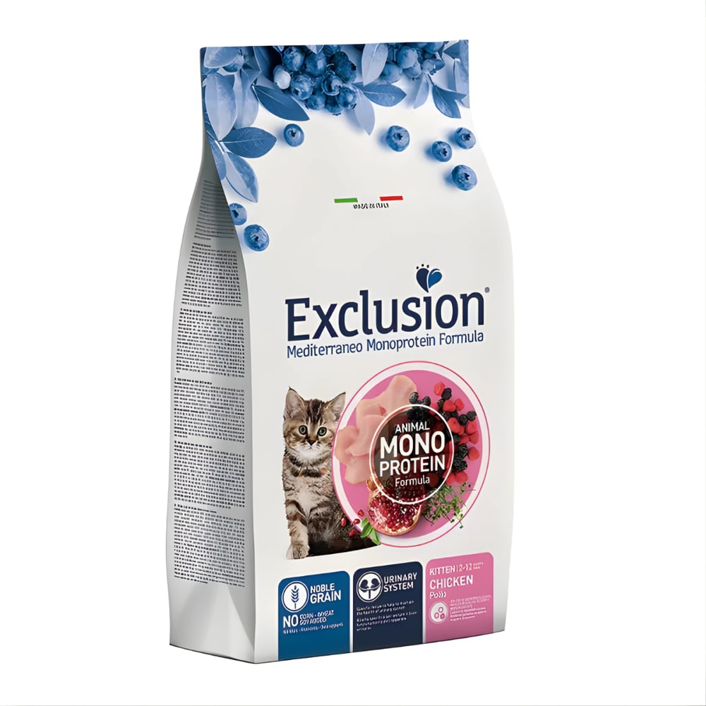 Exclusion Monoprotein Tavuklu Narlı ve Yaban Mersinli Düşük Tahıllı Yavru Kedi Maması 1,5kg