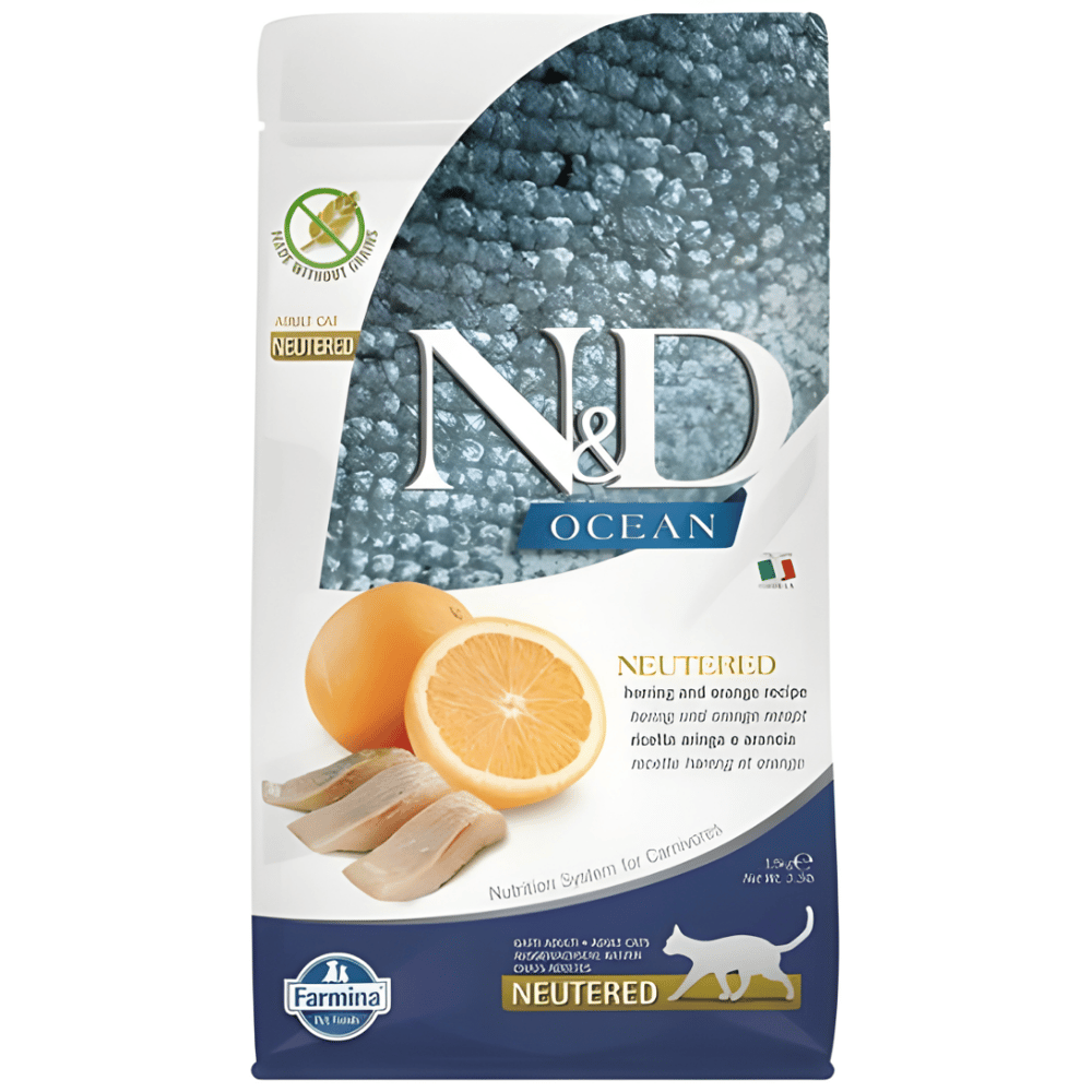 N&D Ocean - Ringa Balıklı ve Portakallı Tahılsız Kısırlaştırılmış Kedi Maması 1,5KG
