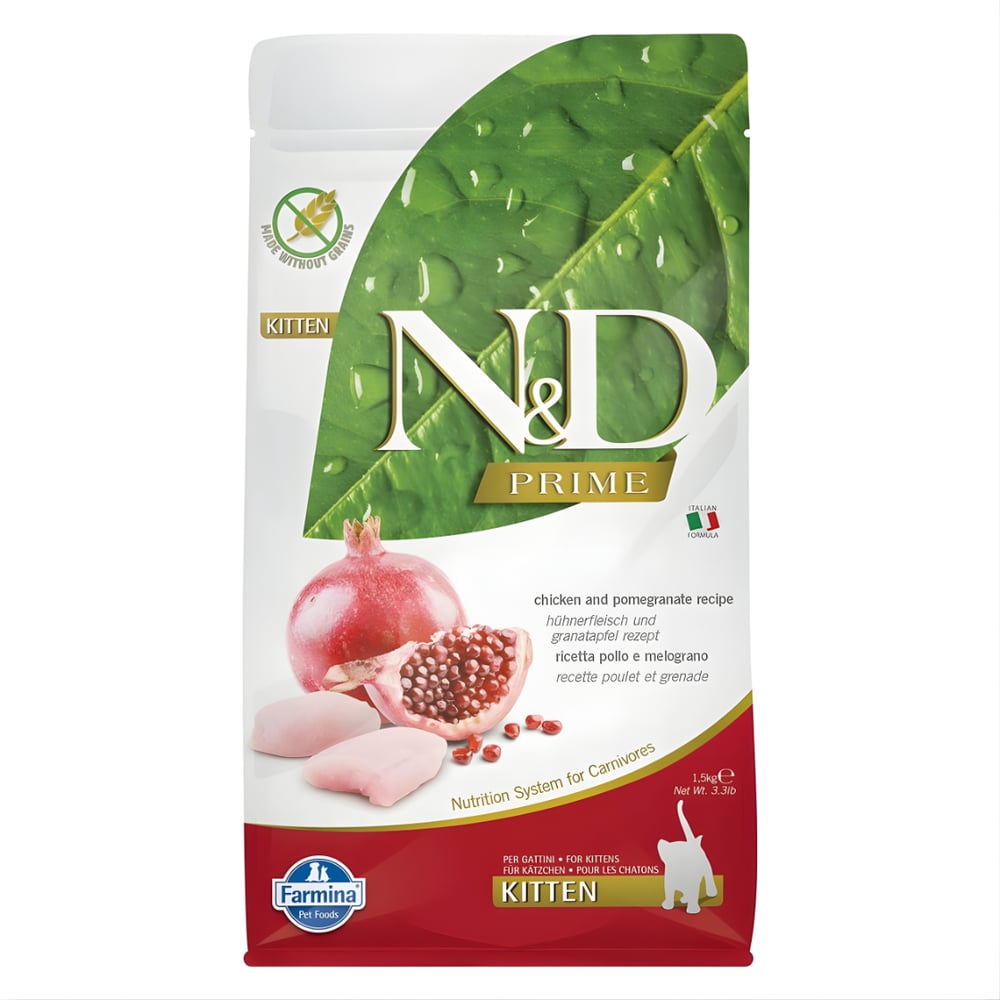 N&D Prime - Kitten Tavuklu ve Narlı Tahılsız Yavru Kedi Maması 1,5KG