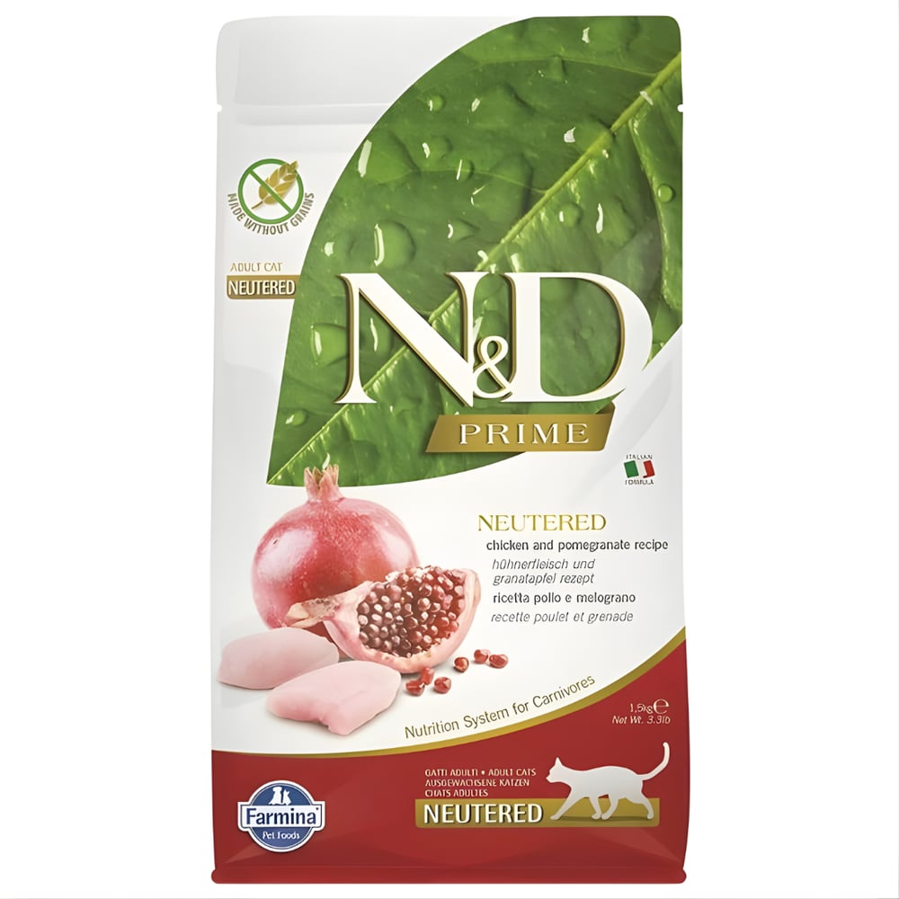 N&D Prime - Tavuklu ve Narlı Tahılsız Kısırlaştırılmış Kedi Maması 1,5KG