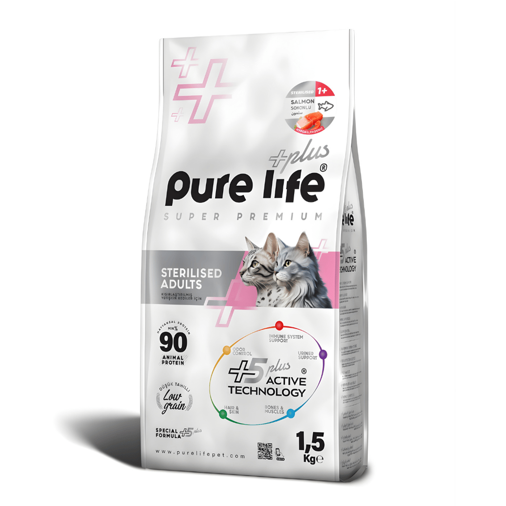 Purelife Plus Somonlu Kısırlaştırılmış Kedi Maması 1.5kg