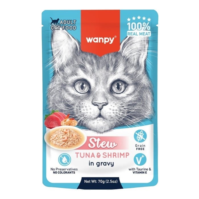 Wanpy Wanpy Karides & Ton Yaş Kedi Maması 70 Gr
