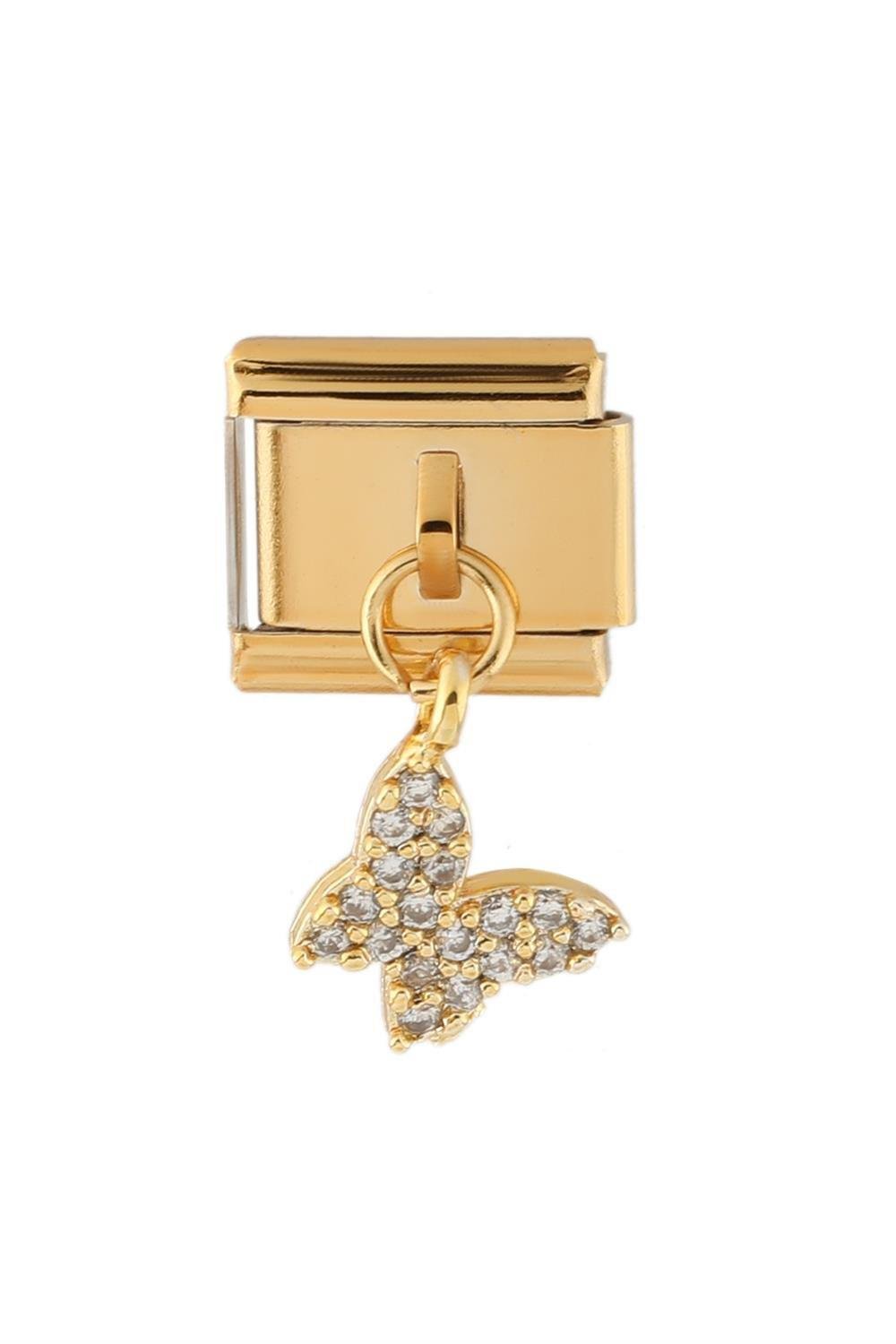 GOLD TAŞLI KELEBEK ÇELİK CHARM