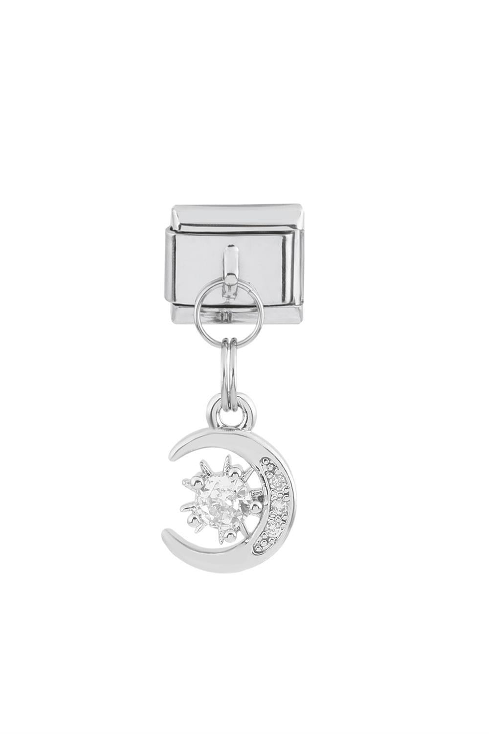 Taşlı Ay Yıldız Çelik Charm
