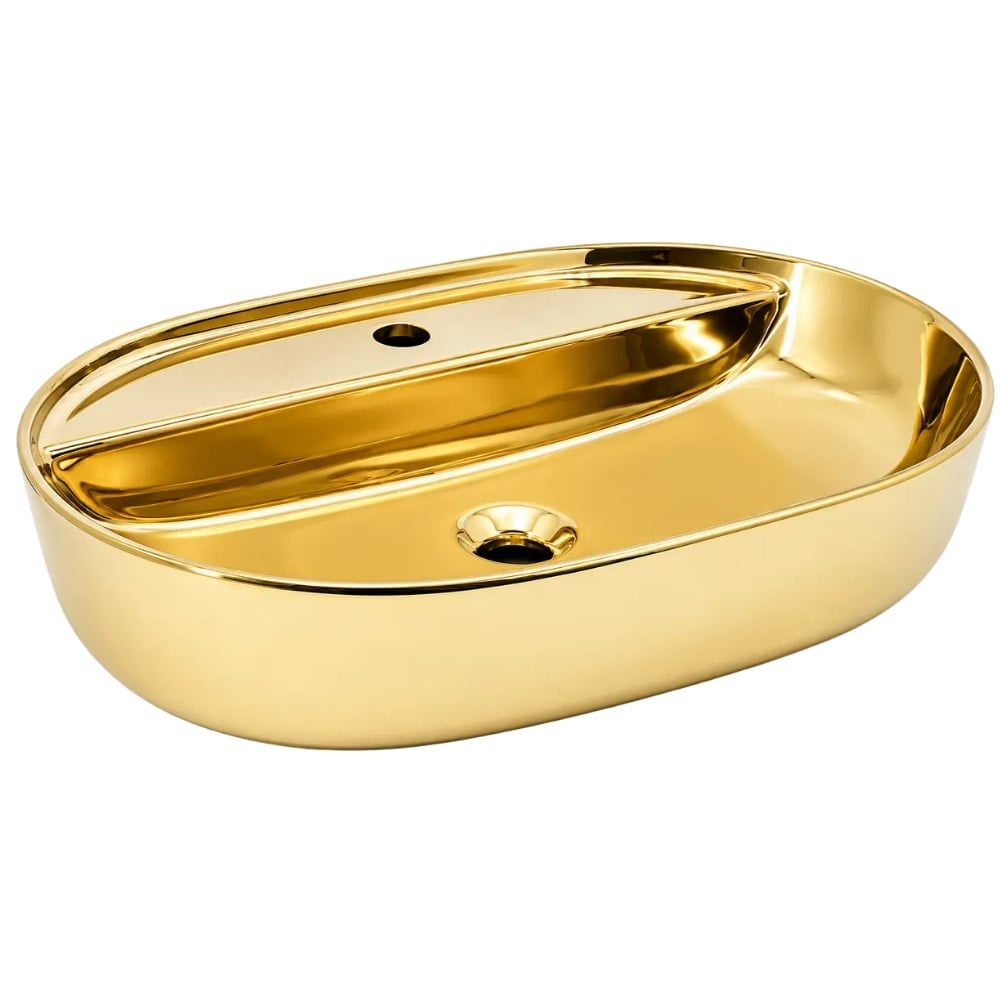 Arvitsa Batarya Delikli Parlak Gold Çanak Lavabo