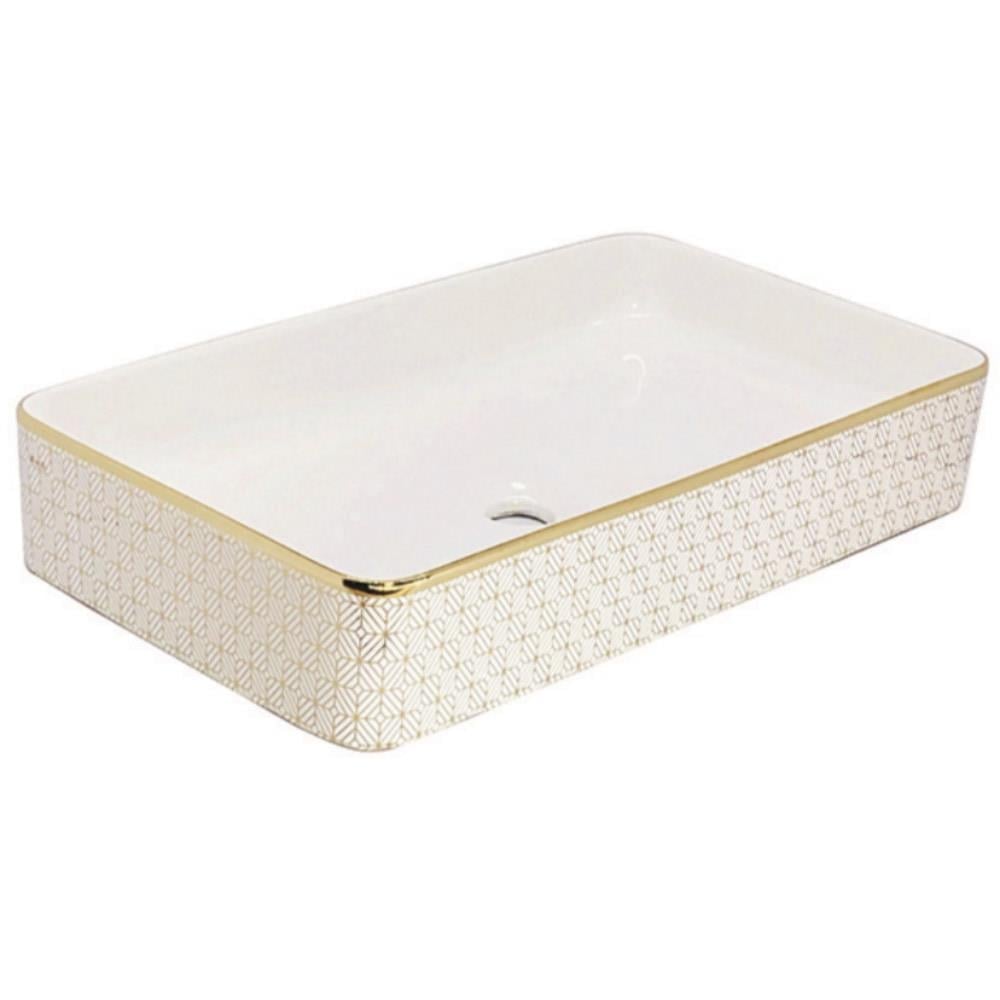Arvitsa Beyaz-Gold Desenli Çanak Lavabo