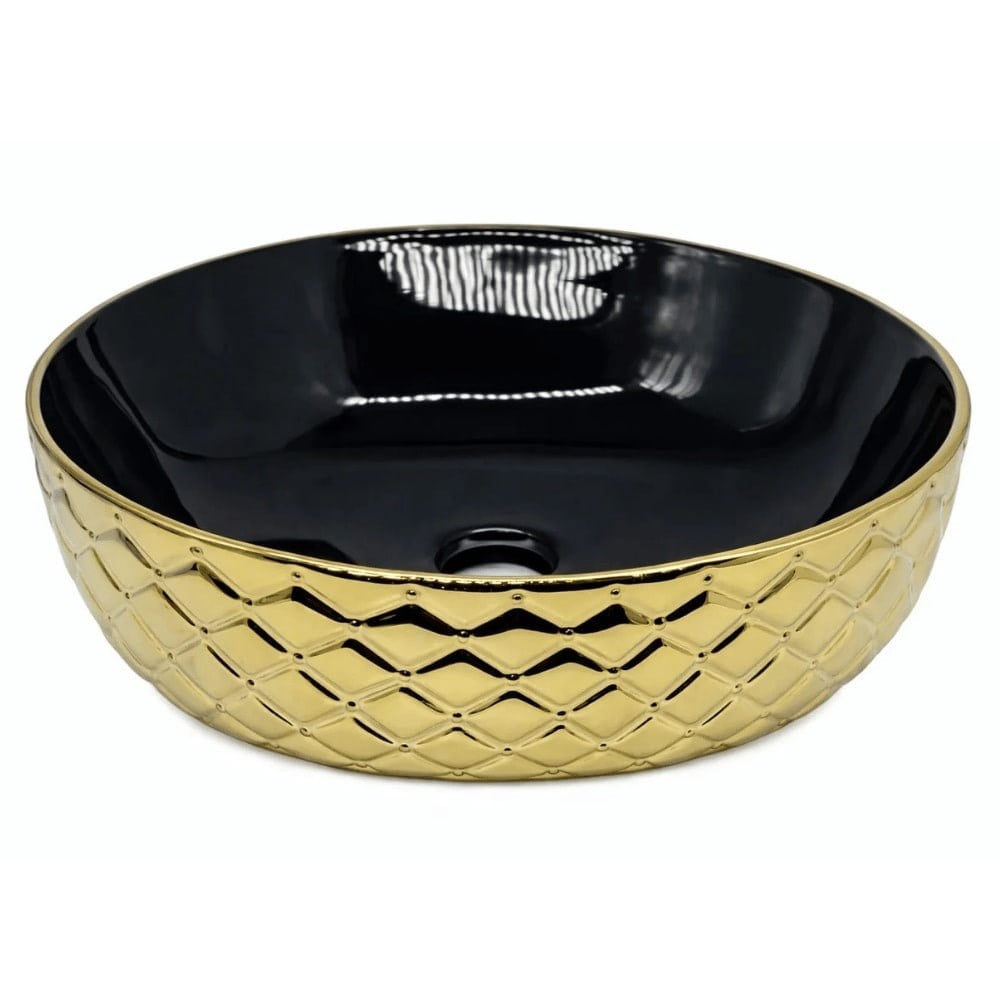 Arvitsa Siyah Gold Desenli Çanak Lavabo 42x42