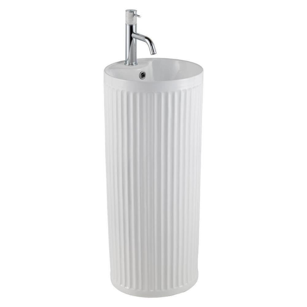 LENA Mat Beyaz Monoblok Lavabo Çizgili