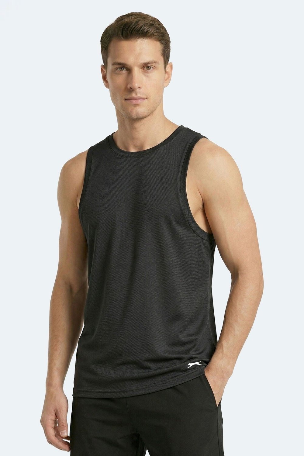 Slazenger KORBA Erkek Kolsuz Koyu Gri Tişört