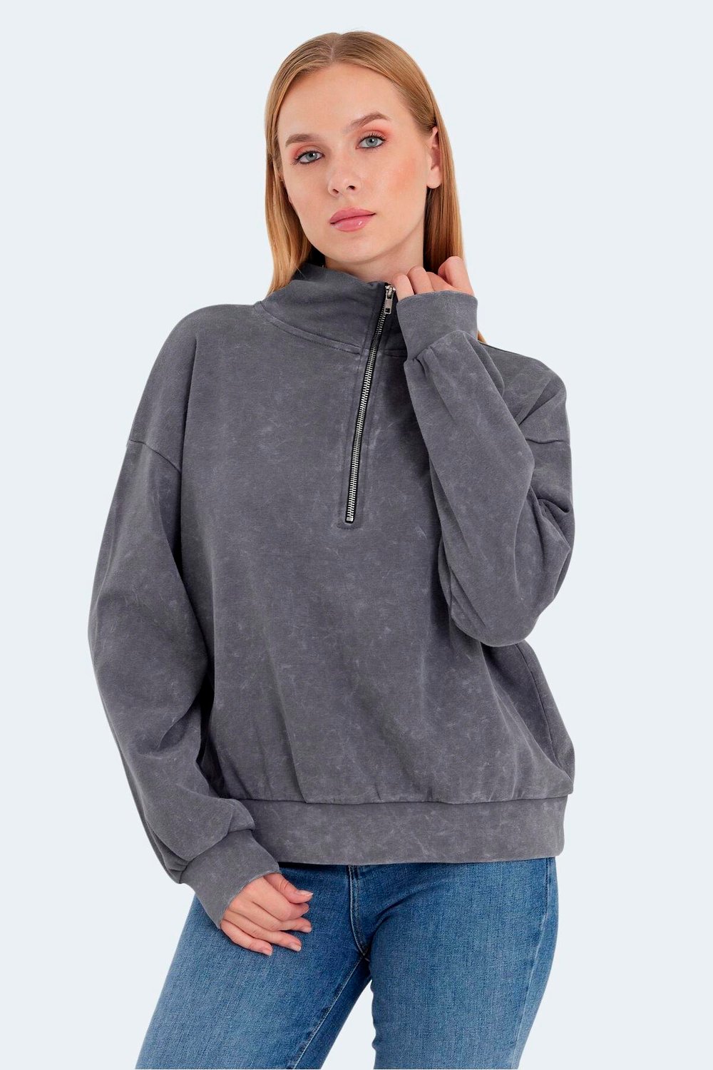 Slazenger VIEWER Kadın Sweatshirt Koyu Gri
