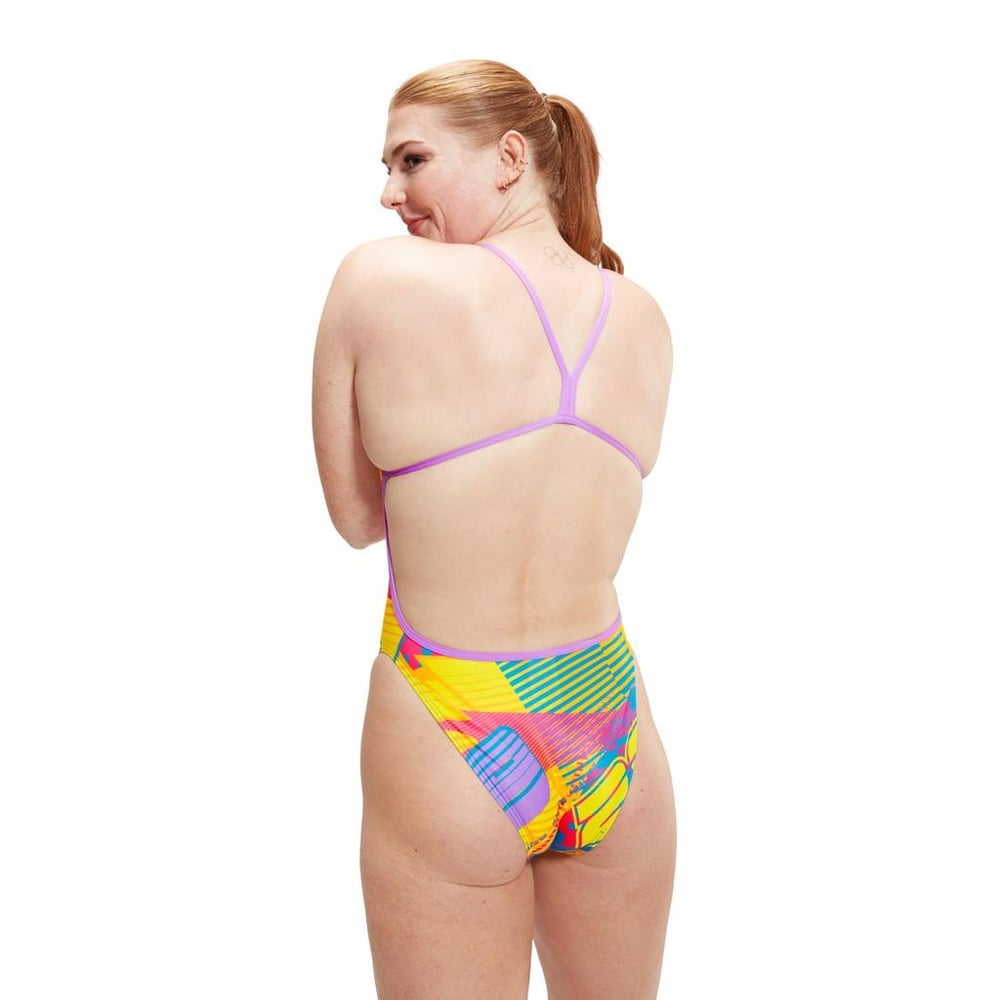 Speedo Allover Digital Vback Rally Rumble Kadın Yüzücü Mayosu