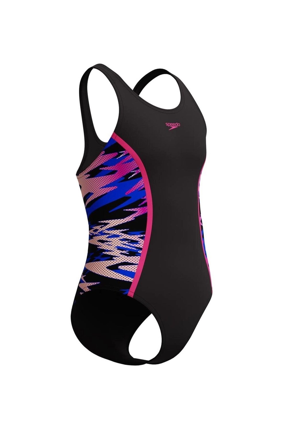 Speedo Girls Hyperboom Splice Muscleback Swimsuit Black/Pink Kız Çocuk Mayosu