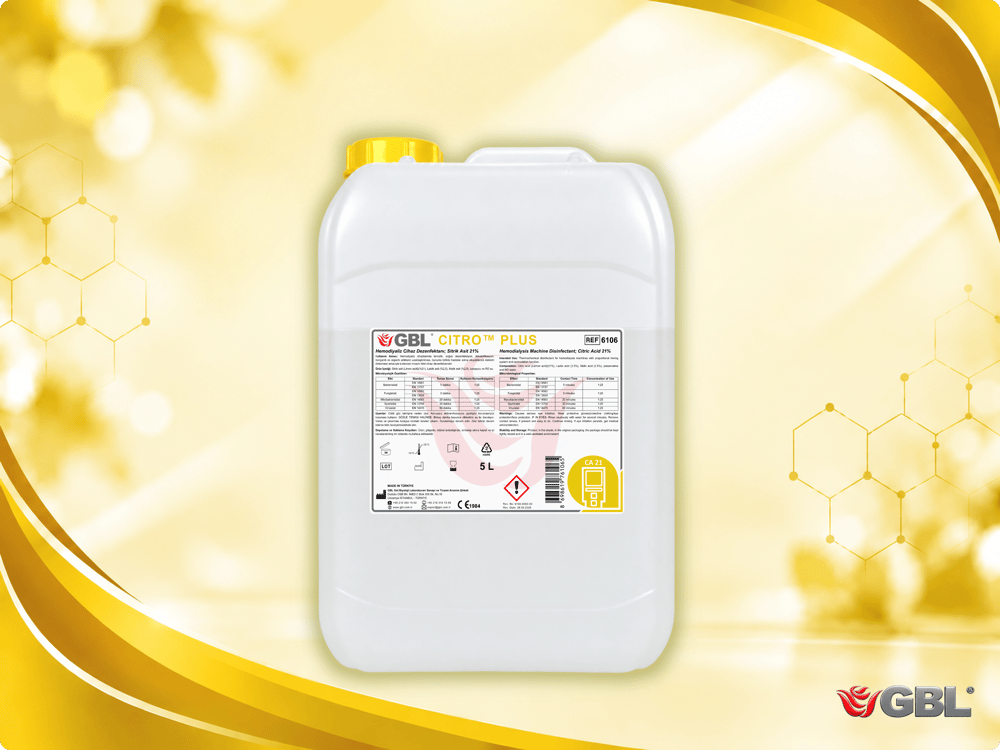 Hemodiyaliz Cihaz Dezenfektanı; Sitrik Asit %21, 5 L - 51 mm Kapak