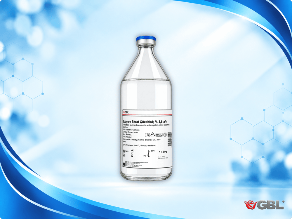 Sodyum Sitrat Çözeltisi %3,8, 1000 ml