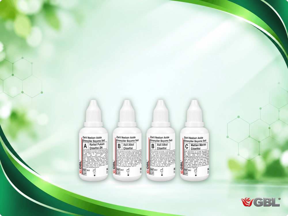 Ziehl-Neelsen Aside Dirençliler Boyama Seti, 50 ml, 100 Test