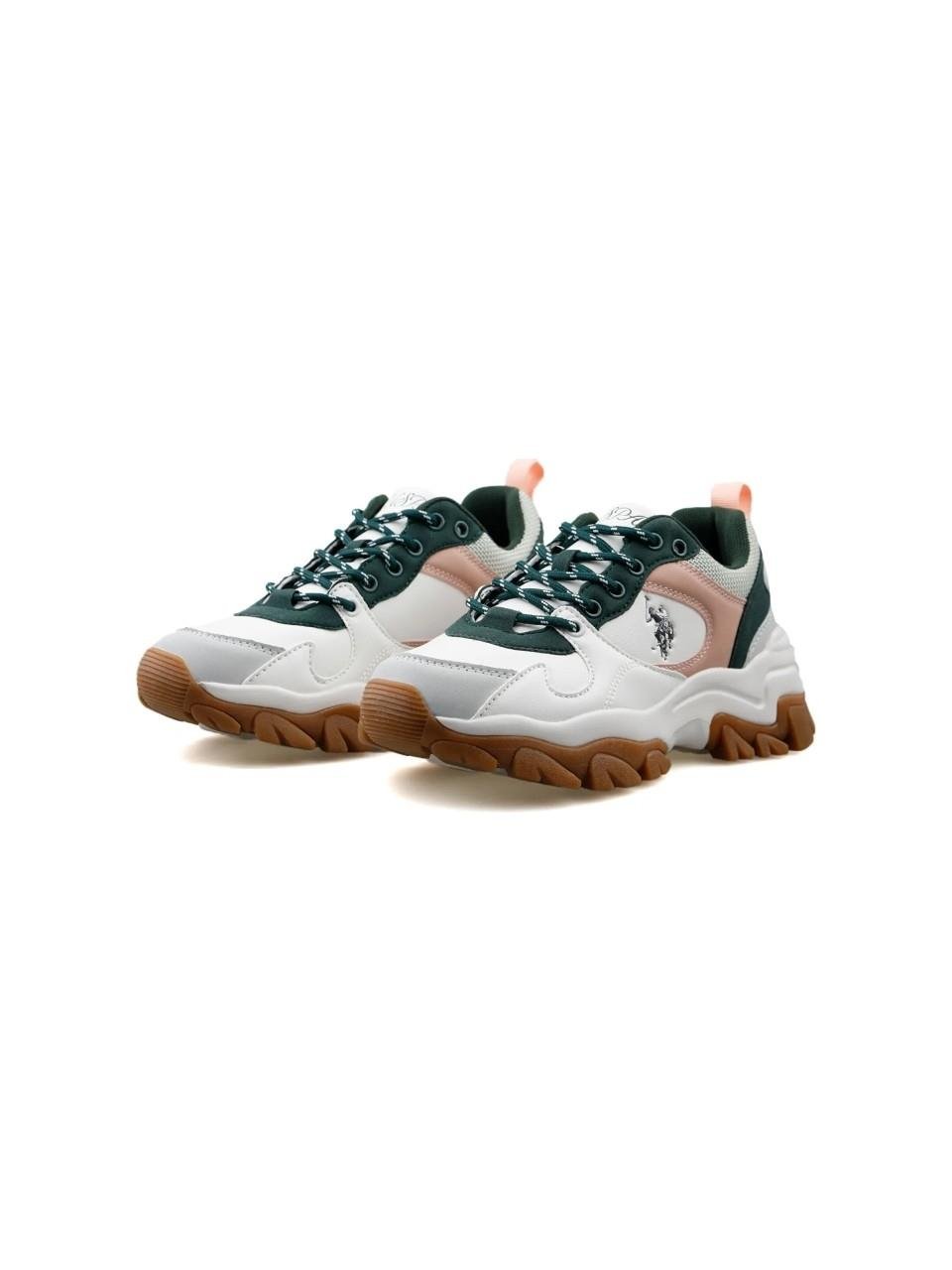 Us Polo Assn. Tracky 5FX 1019477352 Beyaz-Yeşil Kadın Günlük Sneaker