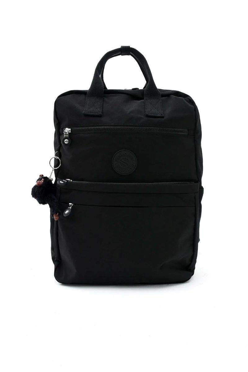 Sanmorris Unisex Suya Dayanıklı Krinkıl Kumaş Çok Gözlü Büyük Boy SİYAH Renkli Laptop Okul Ve Sırt Çantası