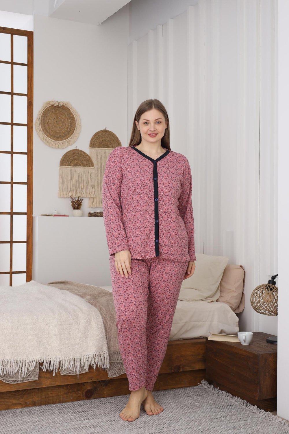 DÜĞMELİ BATTAL ANNE  PIJAMA TAKIMI