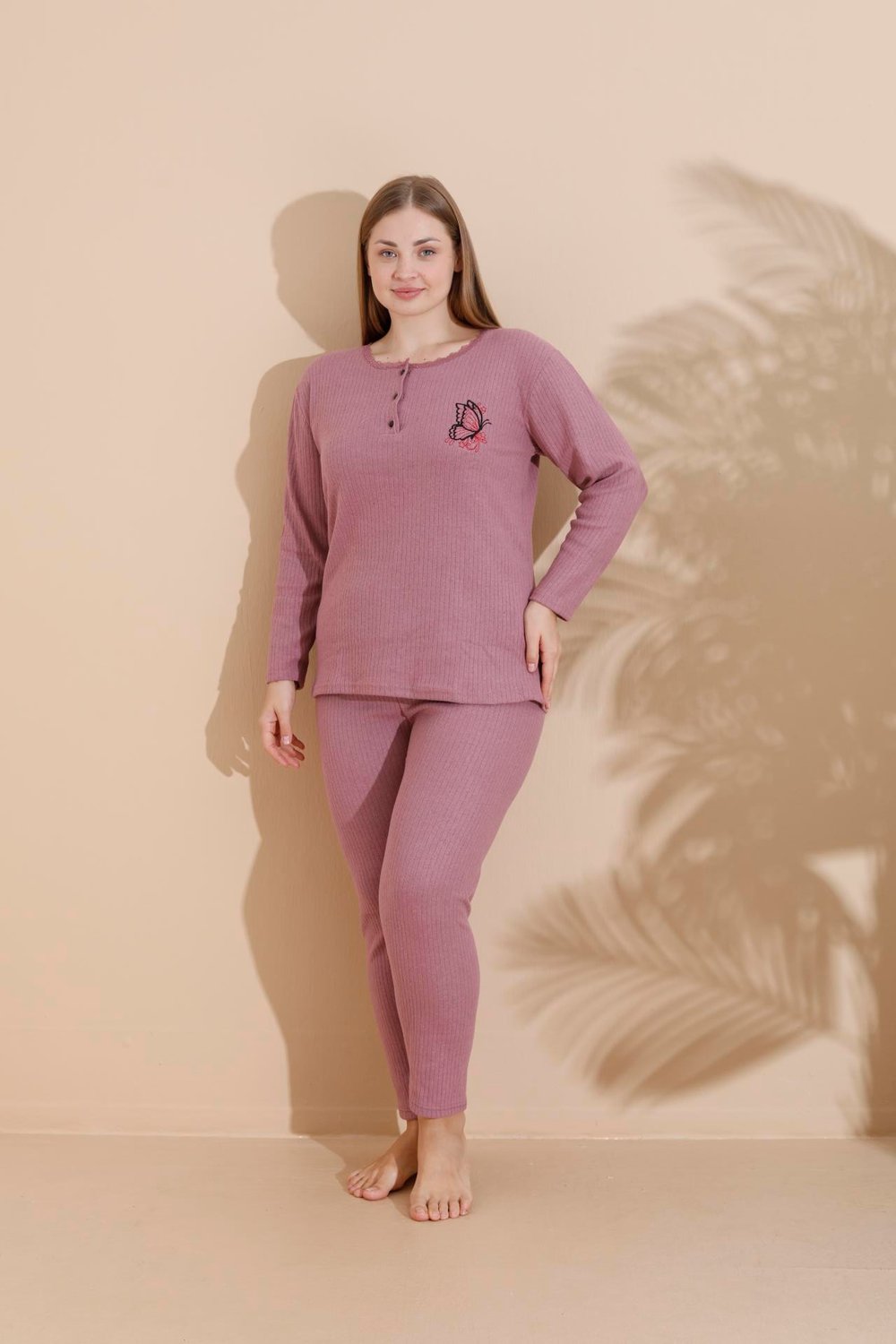 KIŞLIK GENİŞ KALIP ANNE UZUN KOLLU PIJAMA TAKIMI