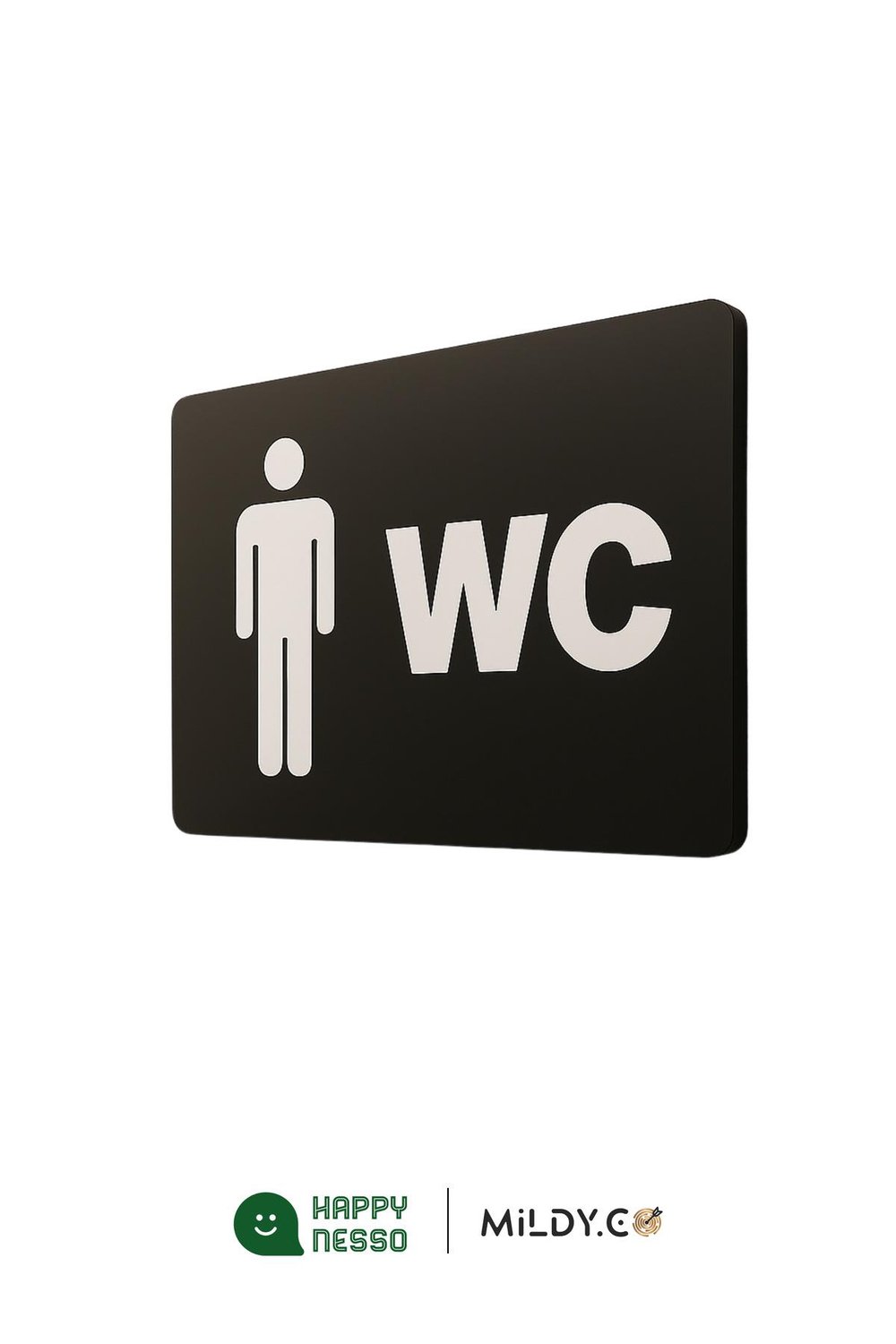 Bay WC Yönlendirme Tabelası – Siyah Pleksi Üzeri Gri Folyo Kesim 22x8 cm (Kapı & Kat Yönlendirme)