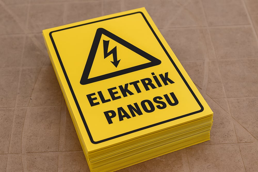 Elektrik Panosu Tabelası – Dikkat Yüksek Gerilim Uyarı Levhası (Foreks / Kompozit)