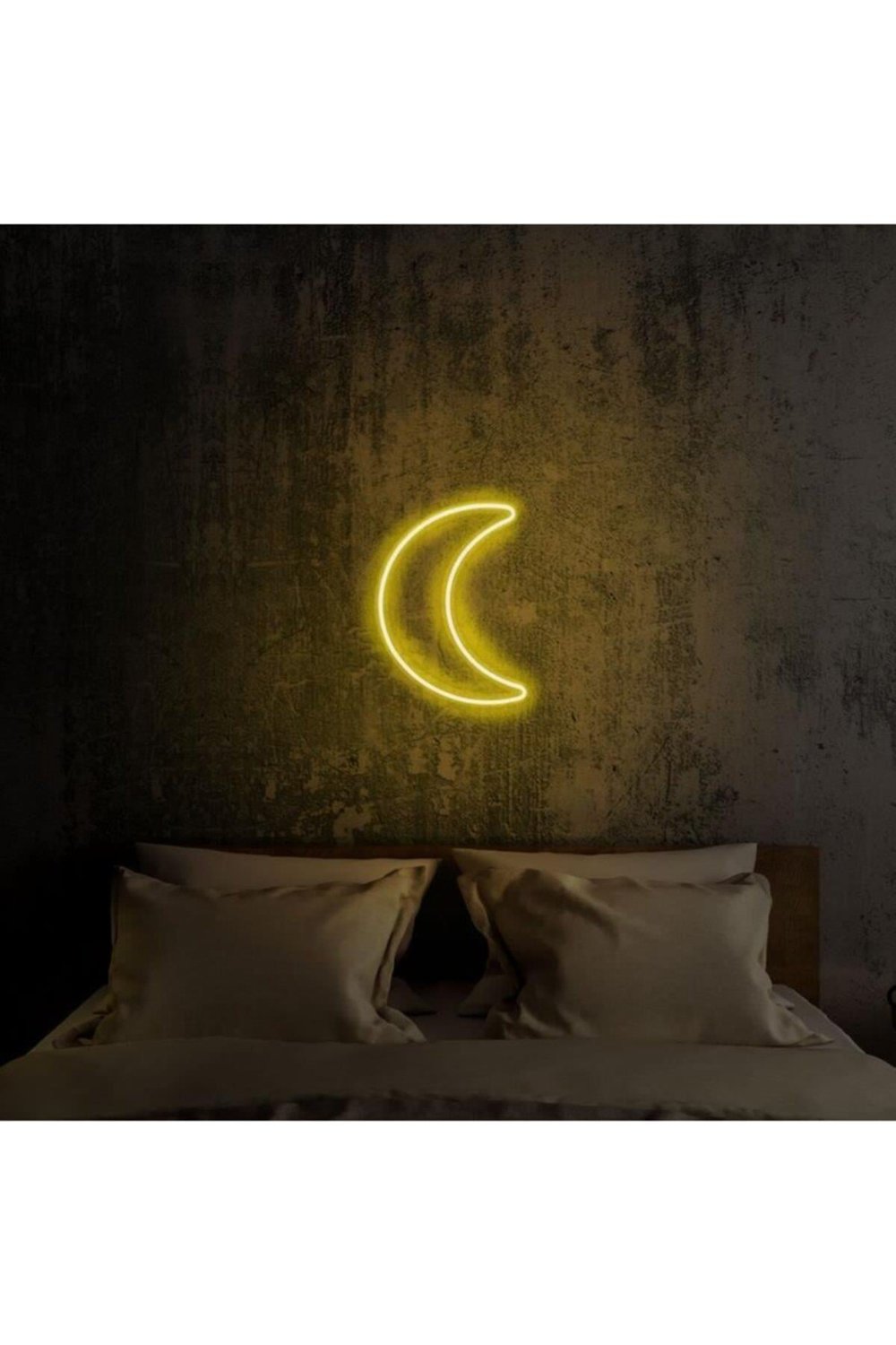 Neon Ay Duvar Tabelası – Sarı LED Dekoratif Işıklı Ay Figürü (Hazır Neon)
