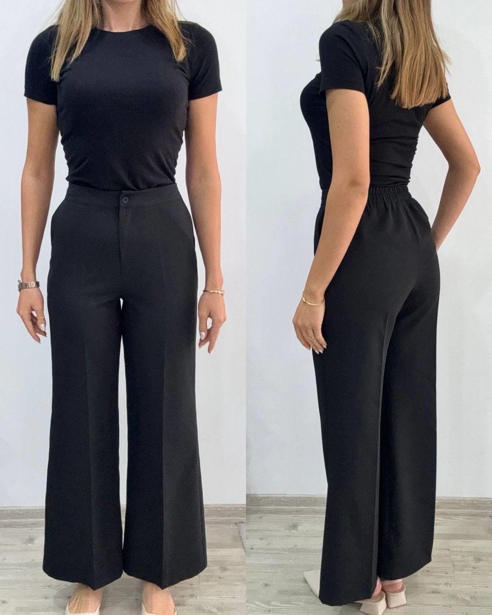 Double Düz Pantolon Siyah
