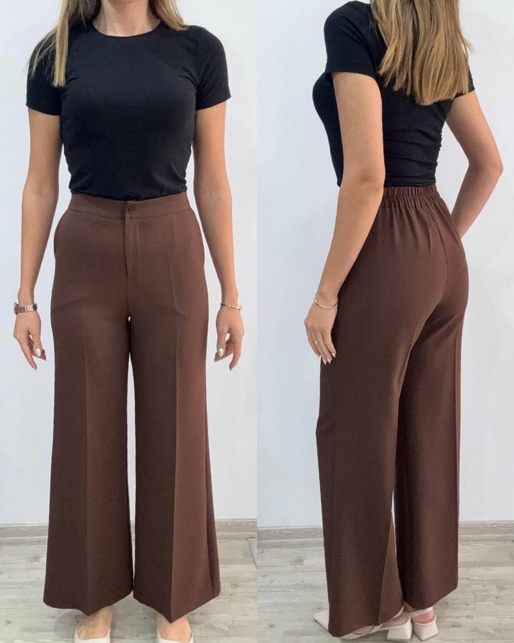 Double Düz Vizon Renk Pantolon