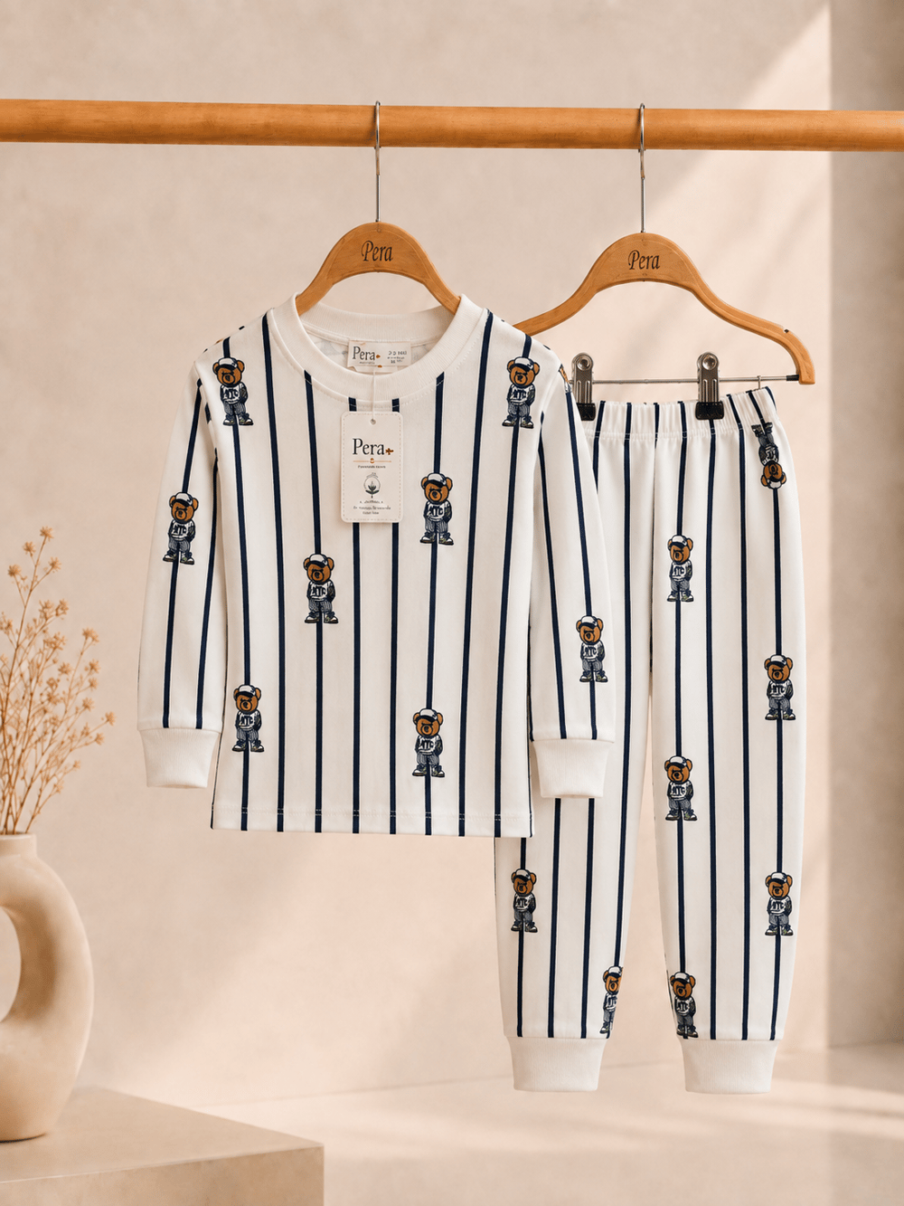 Ayıcık Desenli Kalın Mevsimlik Pijama Takımı (Tam Kalıp)