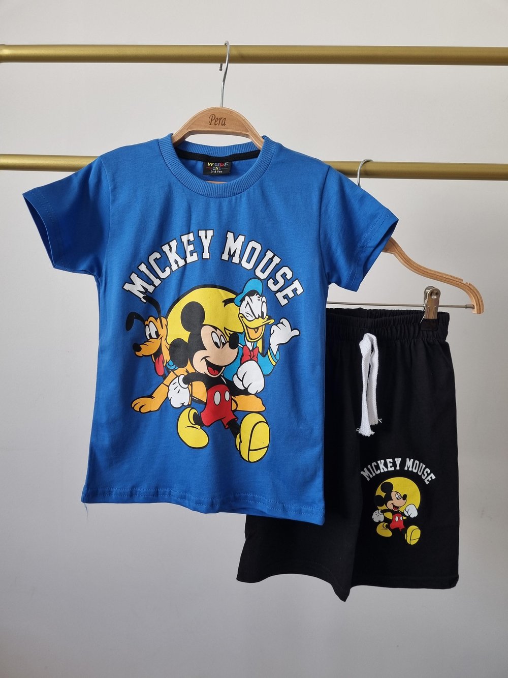 Mavi Mickey Mouse Şortlu Takım