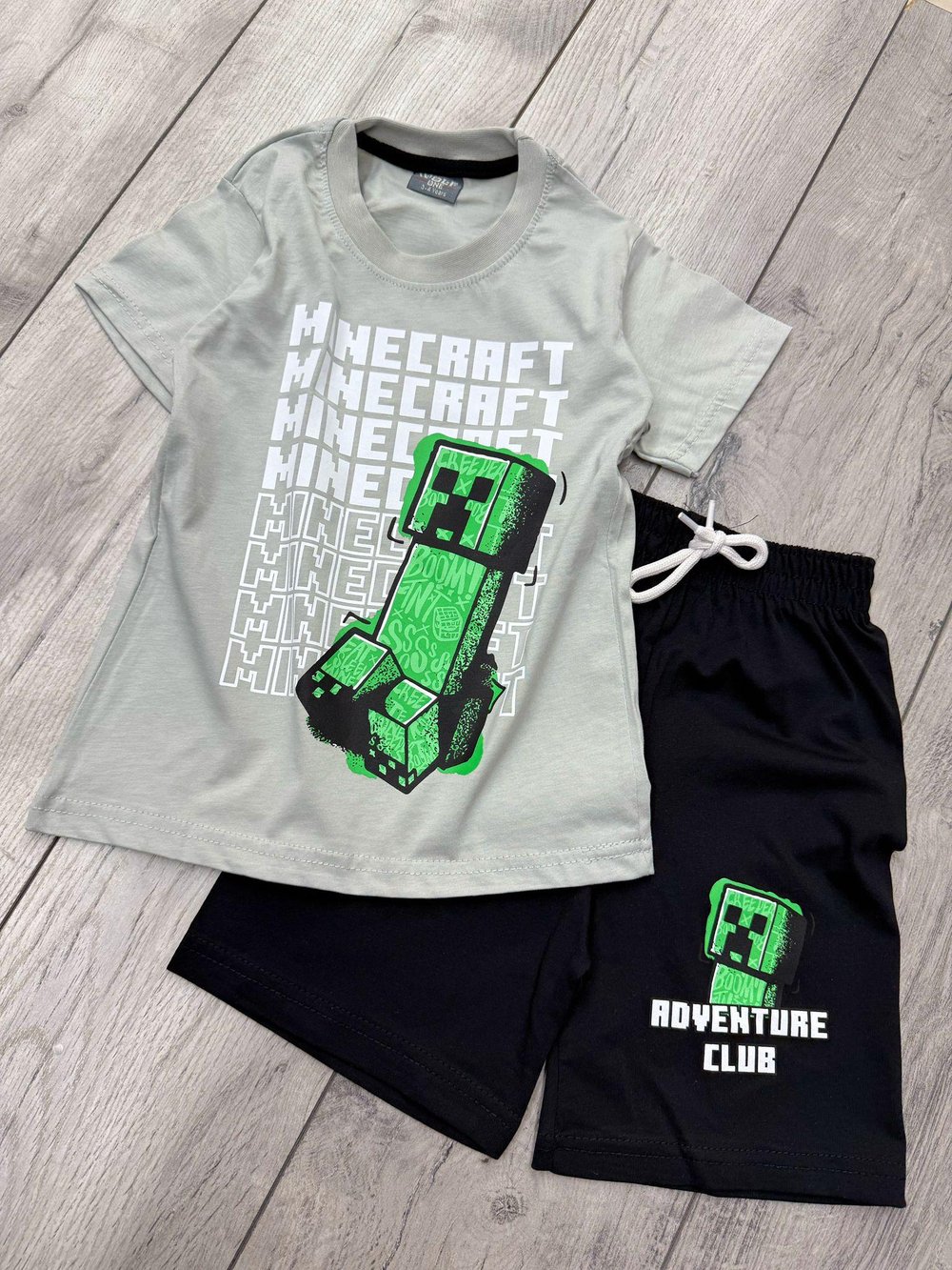 Minecraft Desenli Şortlu Takım