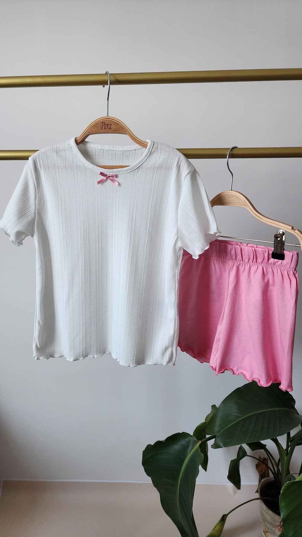 Pembe Şortlu Pijama Takımı