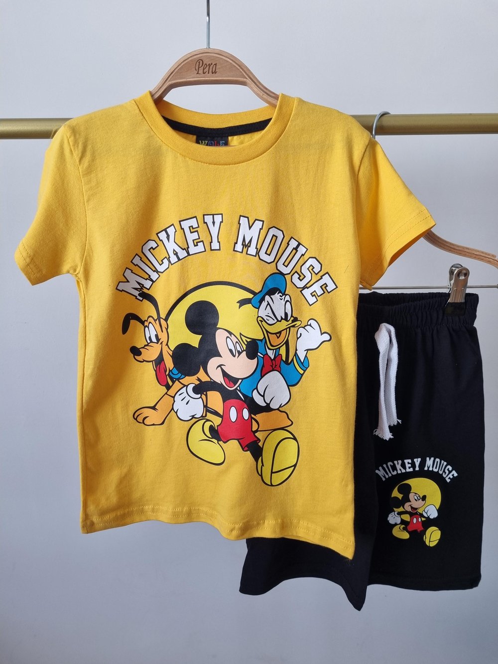 Sarı Mickey Mouse Şortlu Takım