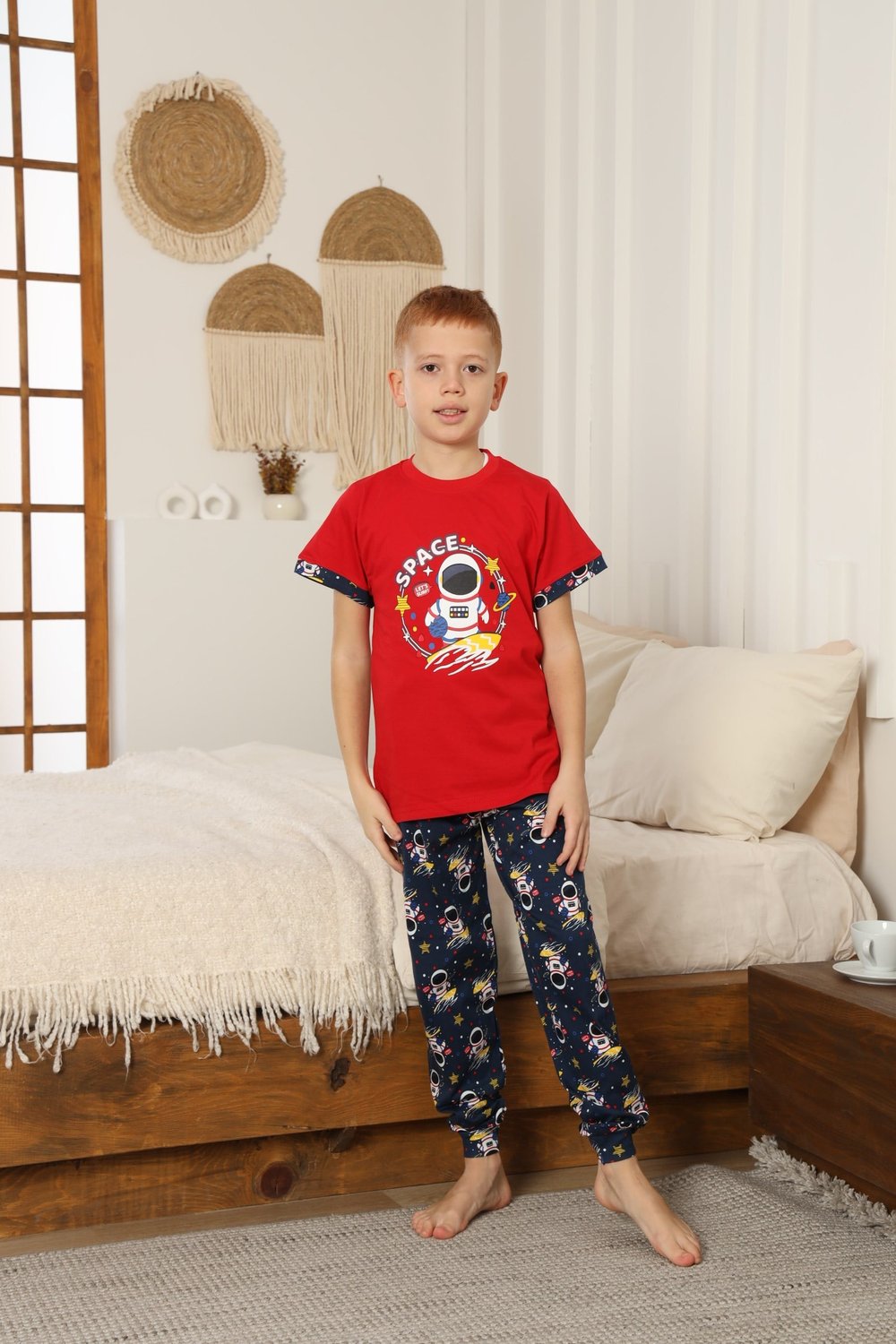 Space Desenli Yazlık Pijama Takımı