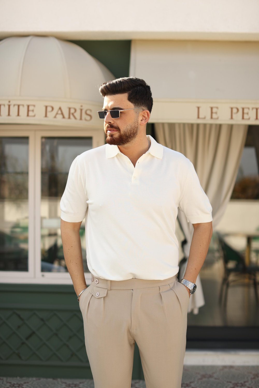 Basic Polo Yaka T-Shirt Beyaz