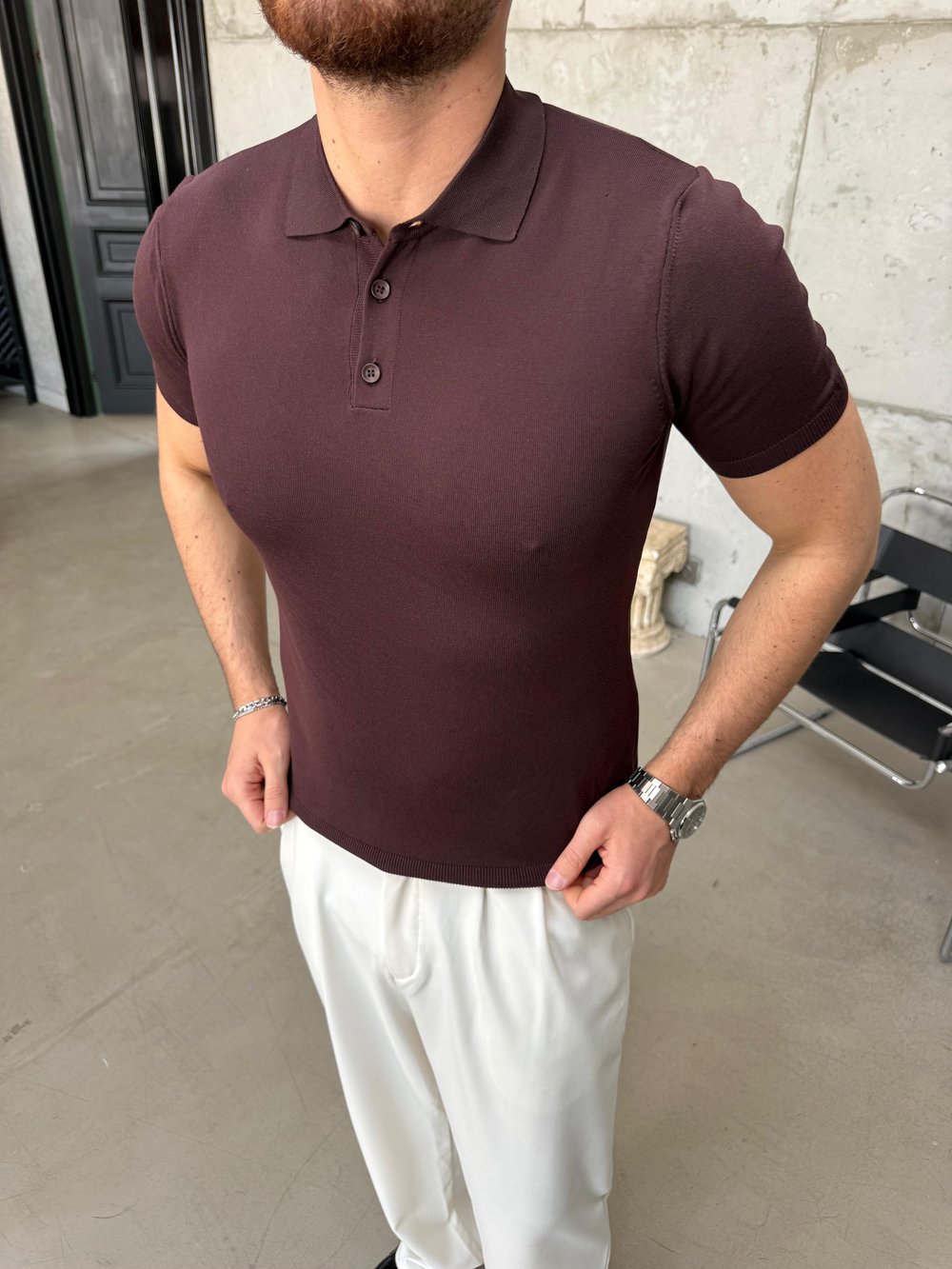 Basic Polo Yaka T-Shirt Kahve