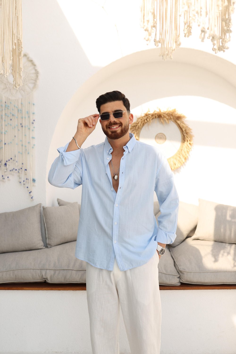 Bebe Mavi Fresh Keten Gömlek