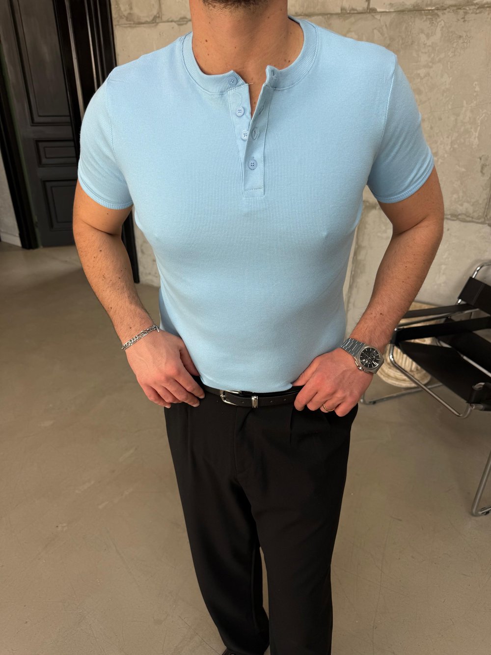 Bebe Mavi Henley Yaka Slimfit Fitilli T-Shirt